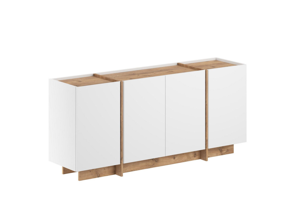 Buffet en bois "Dorma" - 180 x 45 x 80 cm - Blanc / Pin Atlantique