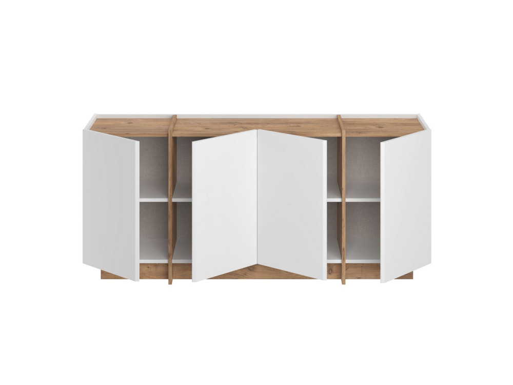 Buffet en bois "Dorma" - 180 x 45 x 80 cm - Blanc / Pin Atlantique