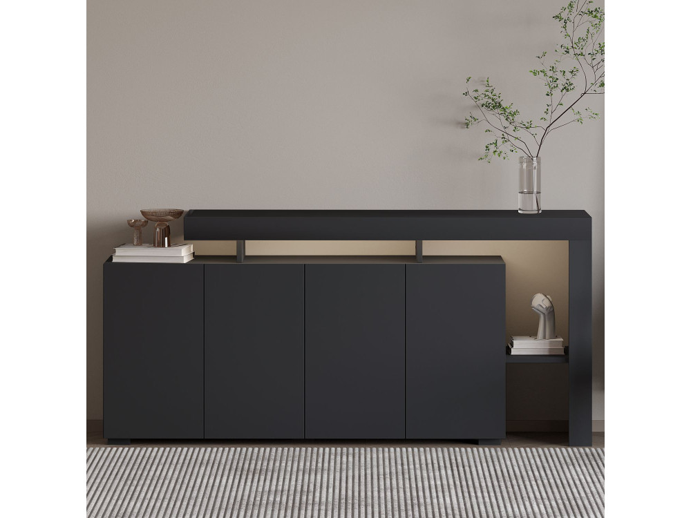 Buffet en bois "Beliz" - 170 x 35 x 80 cm - Anthracite