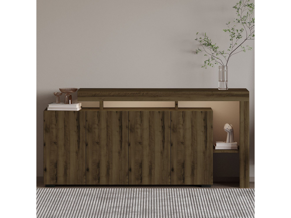 Buffet en bois "Beliz" - 170 x 35 x 80 cm - Noyer Antique