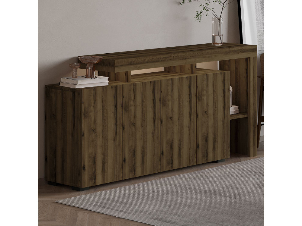 Buffet en bois "Beliz" - 170 x 35 x 80 cm - Noyer Antique