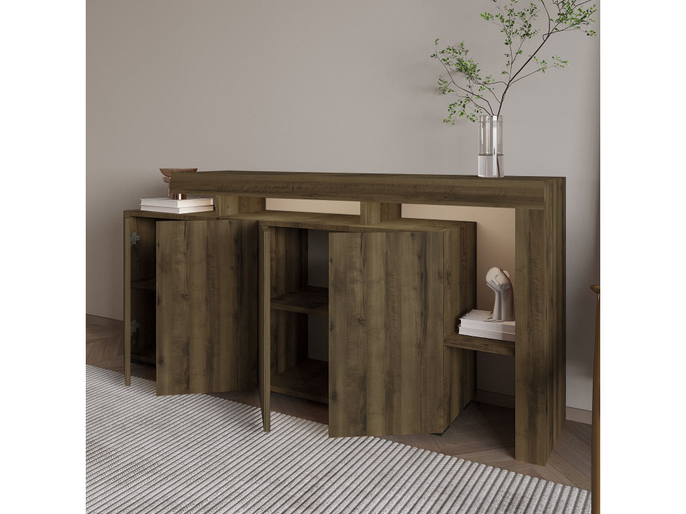 Buffet en bois "Beliz" - 170 x 35 x 80 cm - Noyer Antique