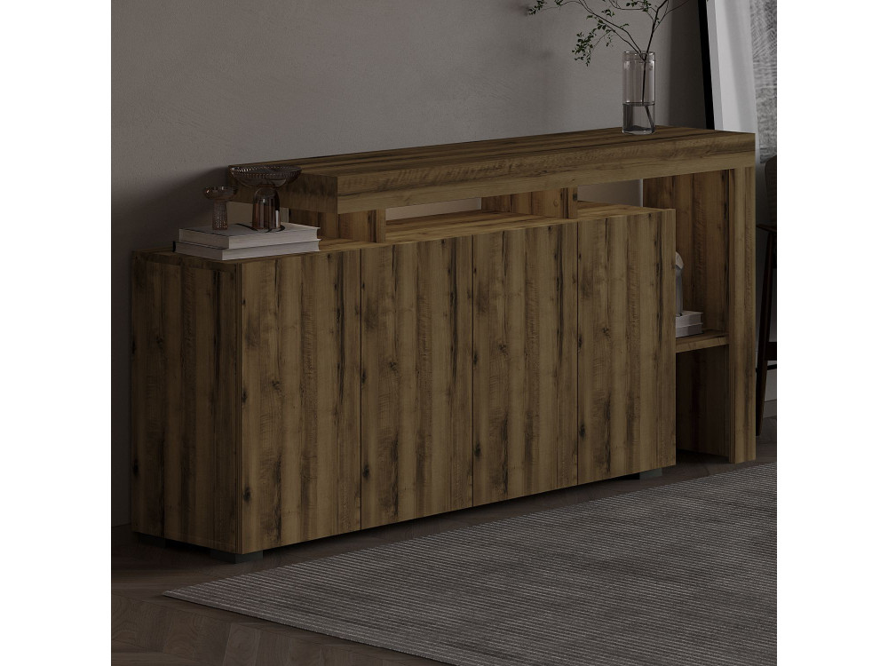 Buffet en bois "Beliz" - 170 x 35 x 80 cm - Noyer Antique
