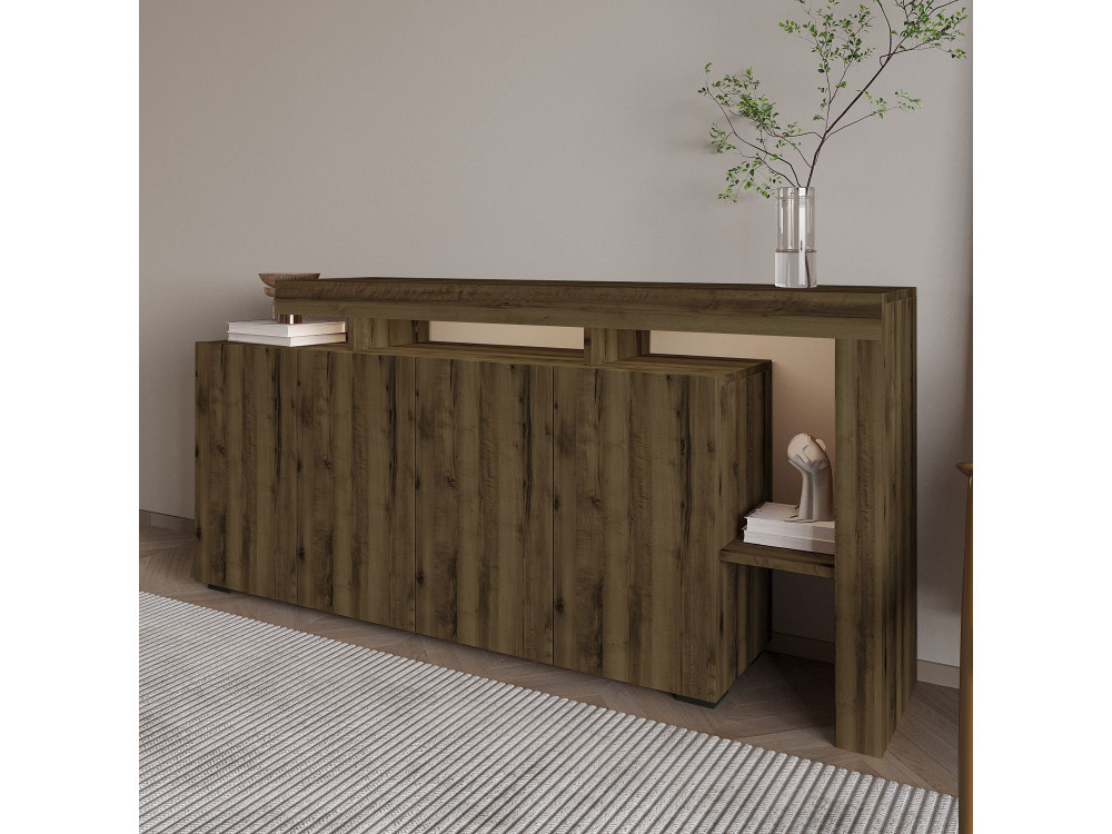 Buffet en bois "Beliz" - 170 x 35 x 80 cm - Noyer Antique