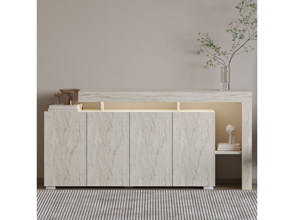 Buffet en bois "Beliz" - 170 x 35 x 80 cm - Travertin