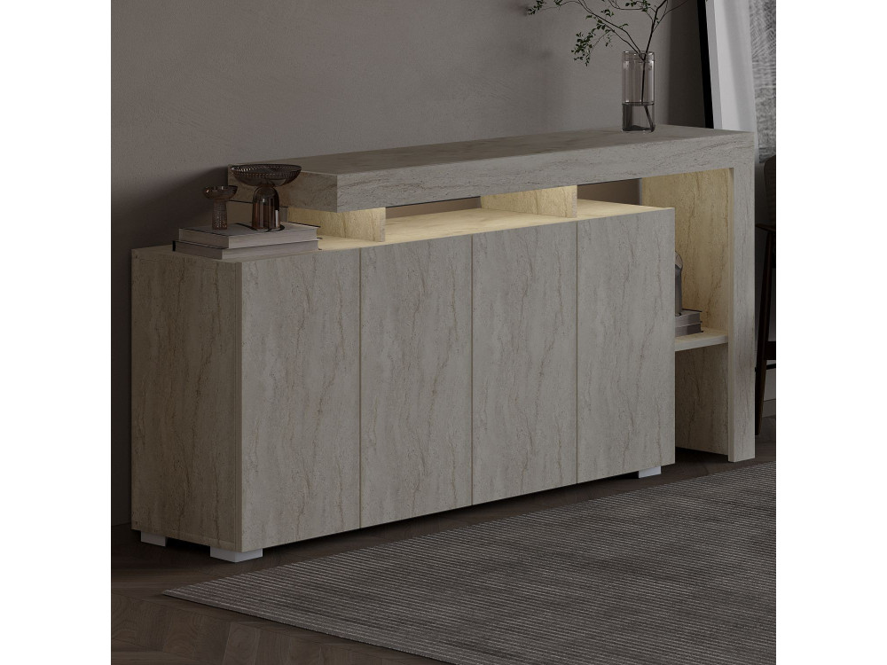 Buffet en bois "Beliz" - 170 x 35 x 80 cm - Travertin