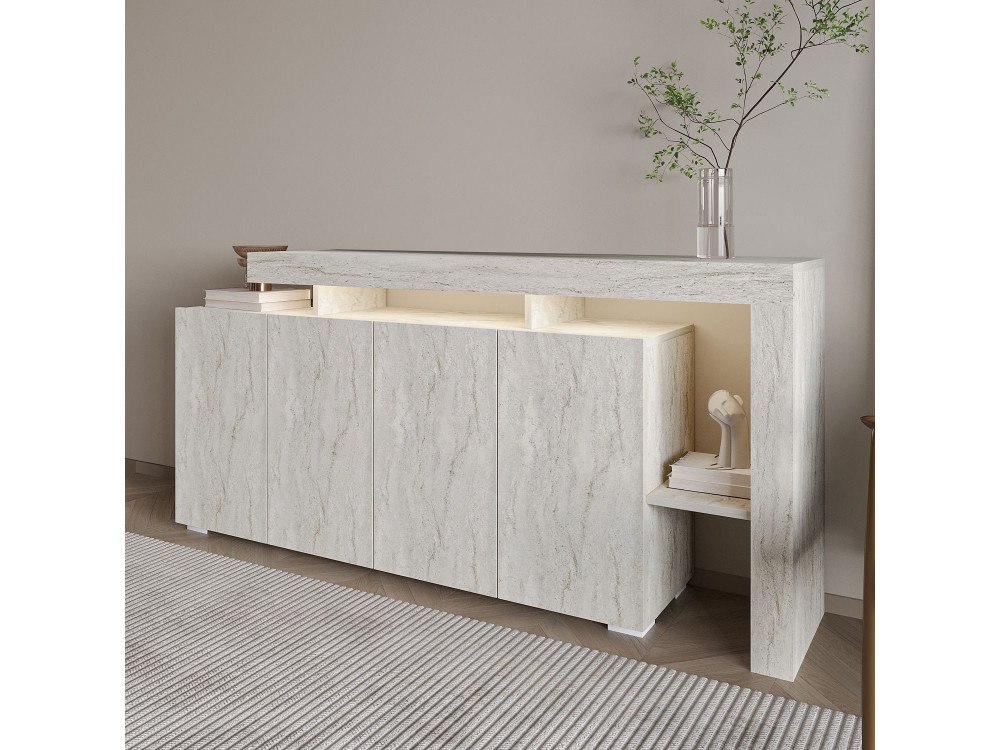 Buffet en bois "Beliz" - 170 x 35 x 80 cm - Travertin
