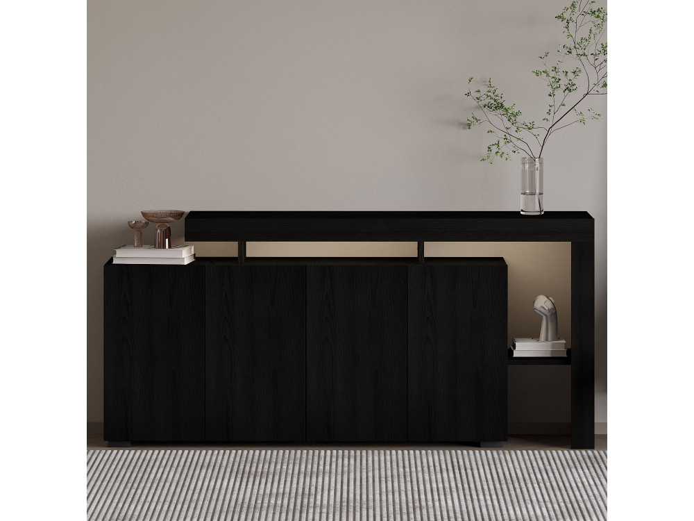 Buffet en bois "Beliz" - 170 x 35 x 80 cm - Bois Noir