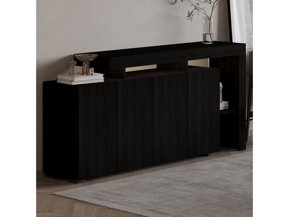Buffet en bois "Beliz" - 170 x 35 x 80 cm - Bois Noir