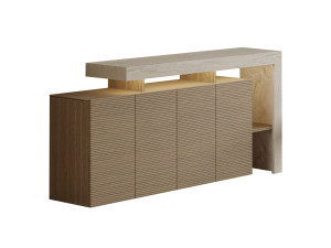 Buffet en bois "Beliz" - 170 x 35 x 80 cm - Travertin / Chêne Chaud