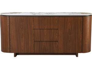 Buffet en bois avec plateau en céramique "Stonea" - 180 x 40 x 85 cm - Marron