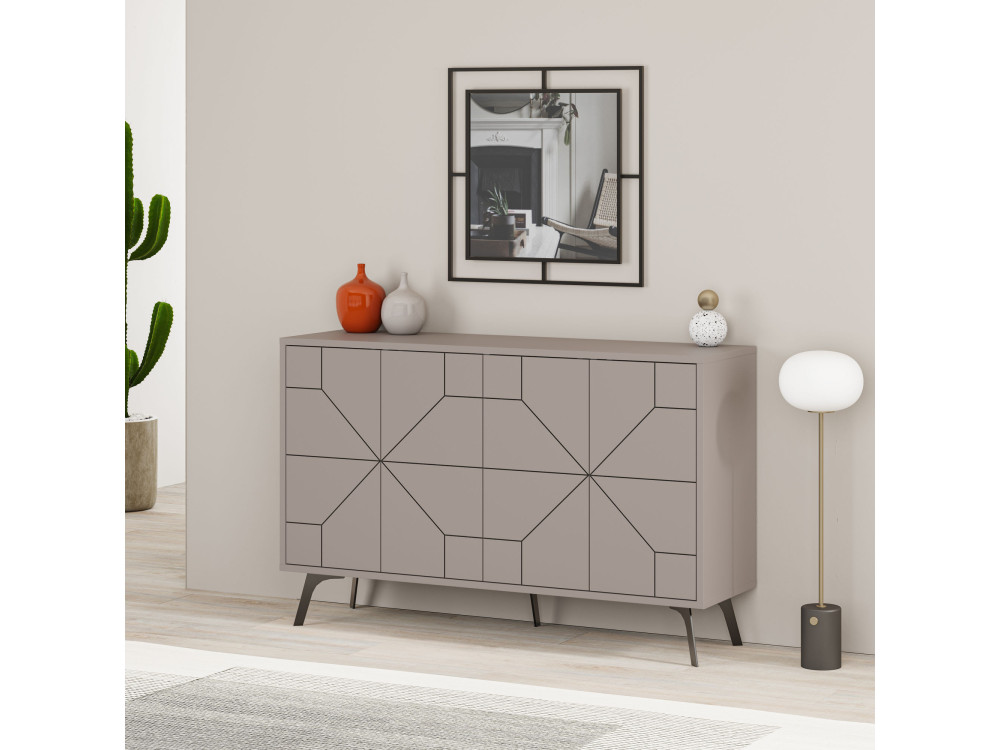 Buffet en bois "Dune" - 123 x 35 x 62 cm - Moka clair