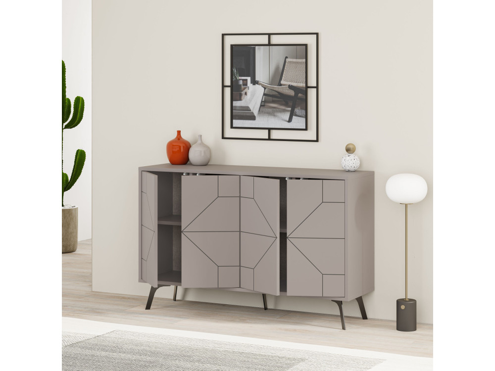 Buffet en bois "Dune" - 123 x 35 x 62 cm - Moka clair