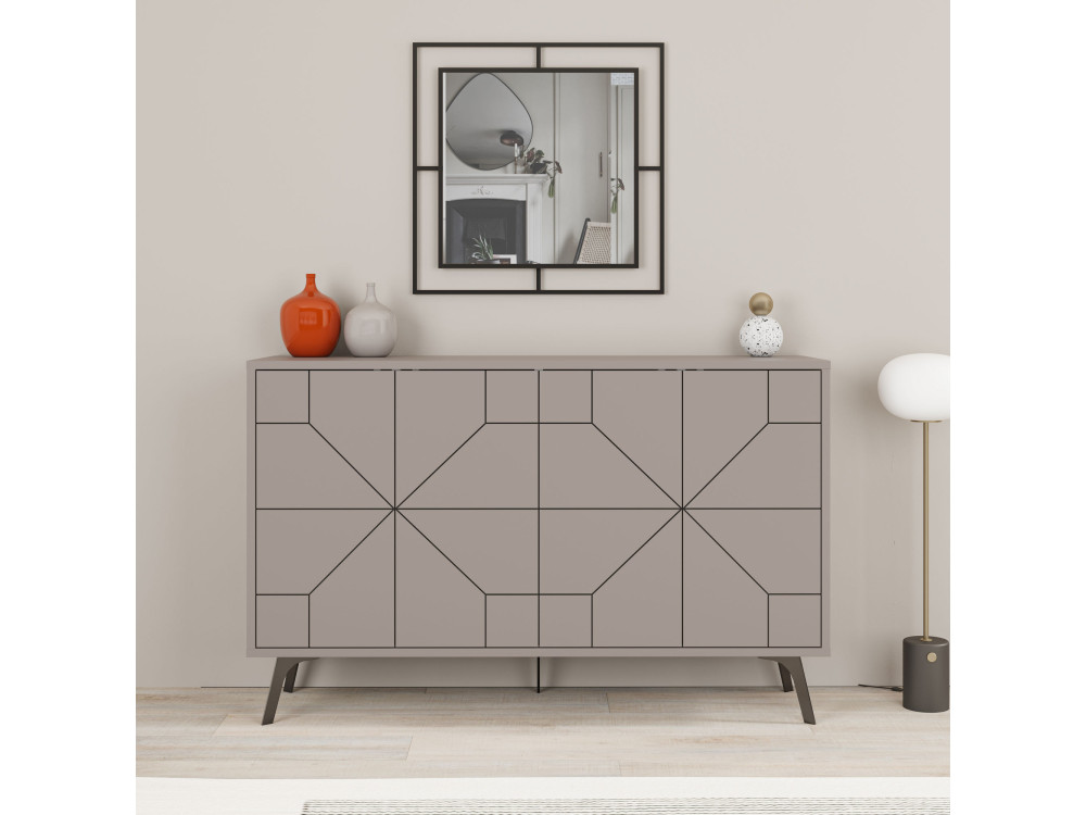 Buffet en bois "Dune" - 123 x 35 x 62 cm - Moka clair