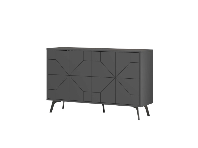 Buffet en bois "Dune" - 123 x 35 x 62 cm - Gris anthracite