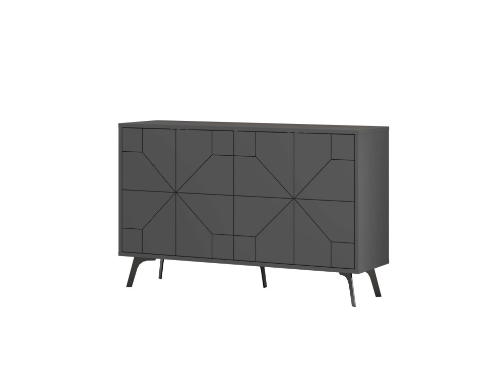 Buffet en bois "Dune" - 123 x 35 x 62 cm - Gris anthracite