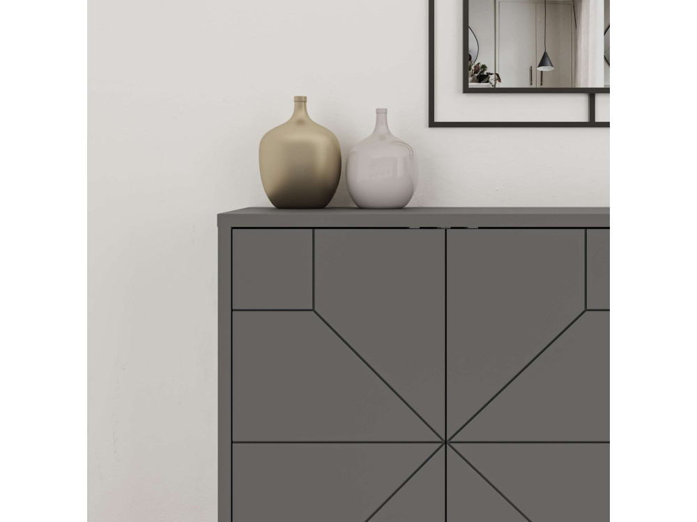Buffet en bois "Dune" - 123 x 35 x 62 cm - Gris anthracite