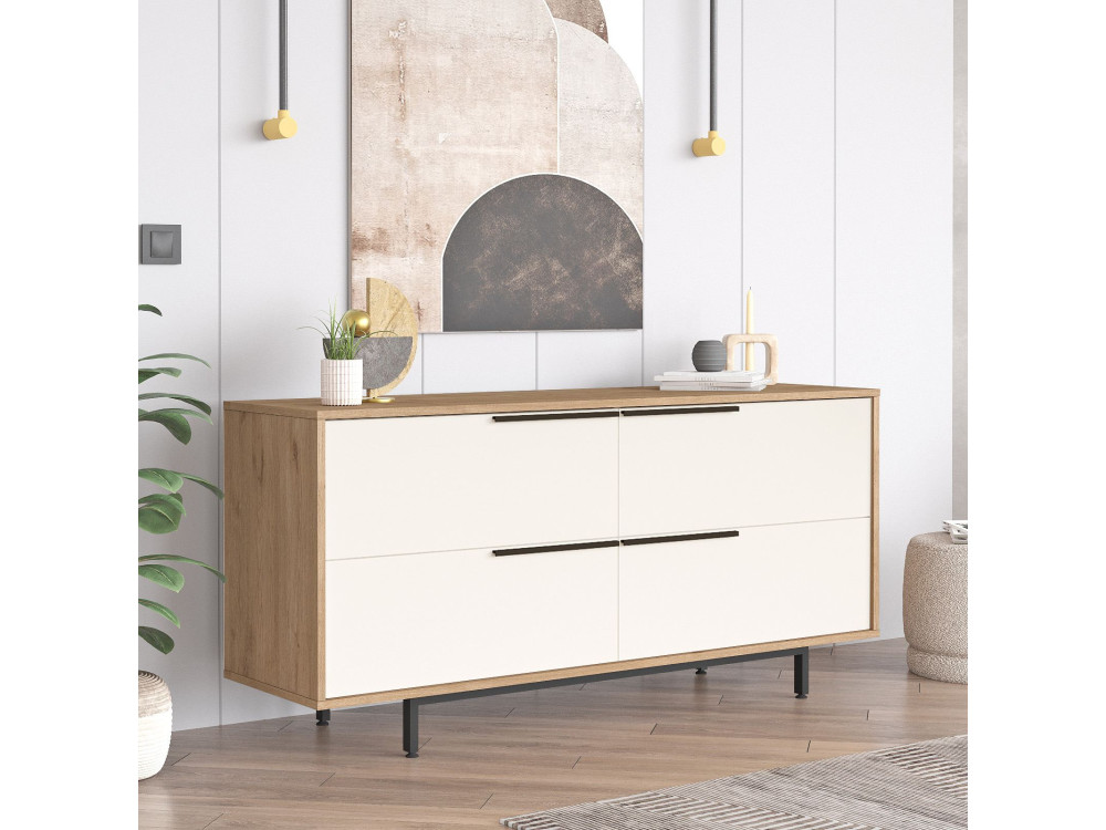 Buffet en bois "ON3-SW" - 160 x 44 x 74 cm - Blanc