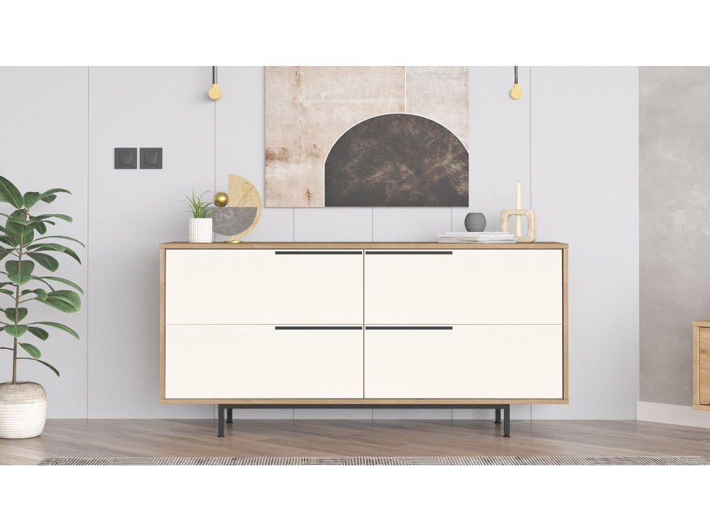 Buffet en bois "ON3-SW" - 160 x 44 x 74 cm - Blanc