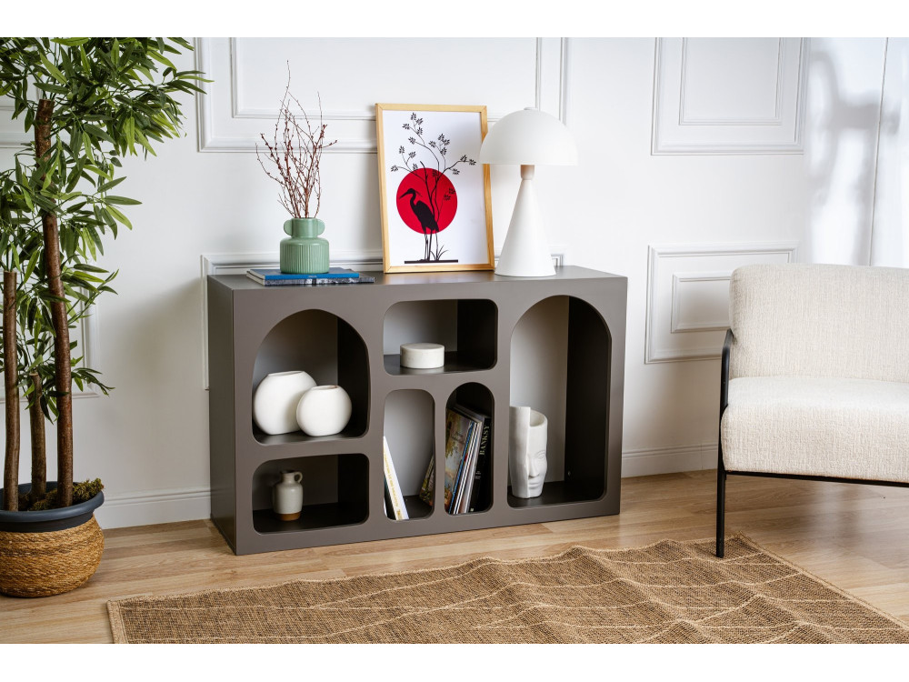 Buffet en bois "Liva 120" - 120 x 37 x 74 cm - Gris anthracite