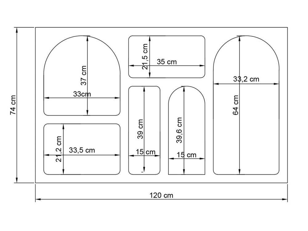 Buffet en bois "Liva 120" - 120 x 37 x 74 cm - Gris anthracite