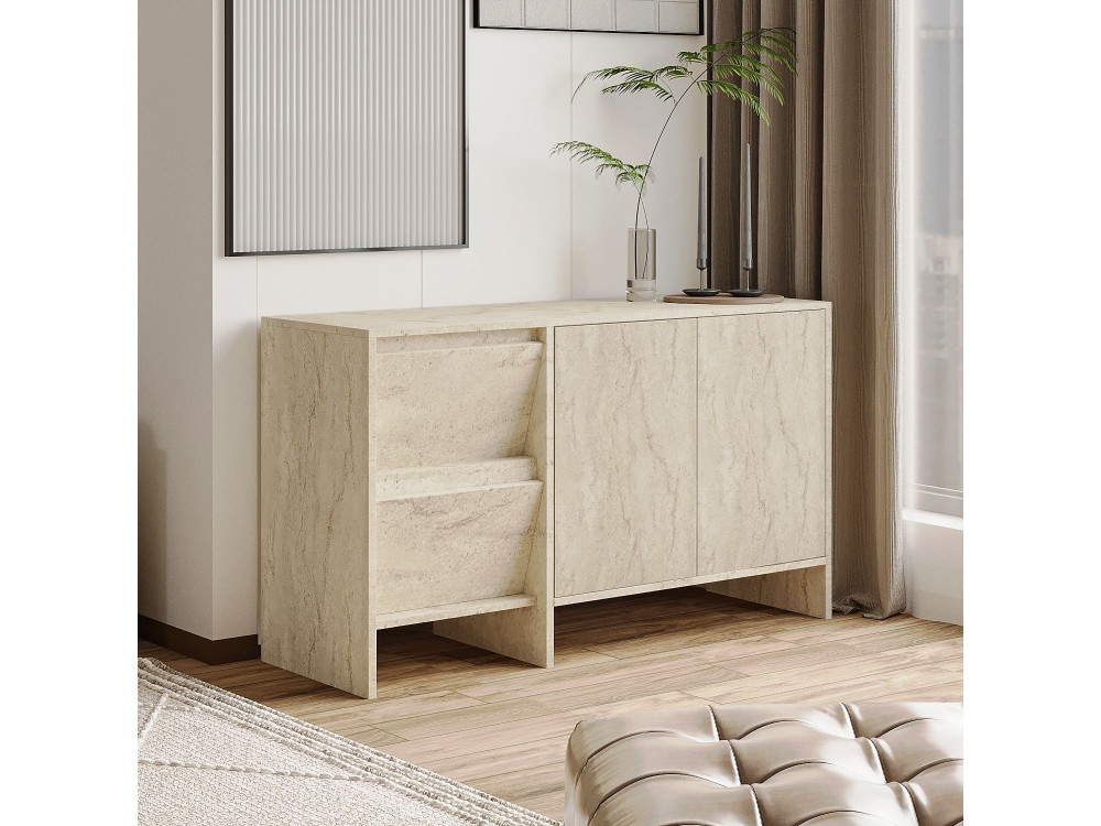 Buffet en bois "Laris 130" - 130 x 44 x 82 cm - Travertin