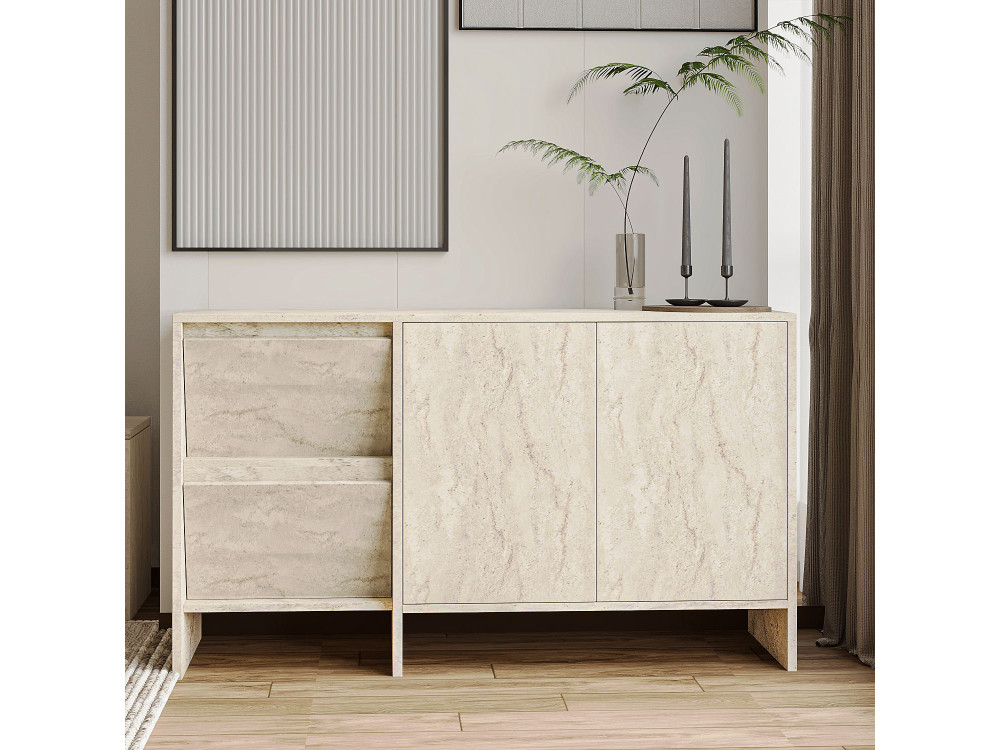 Buffet en bois "Laris 130" - 130 x 44 x 82 cm - Travertin