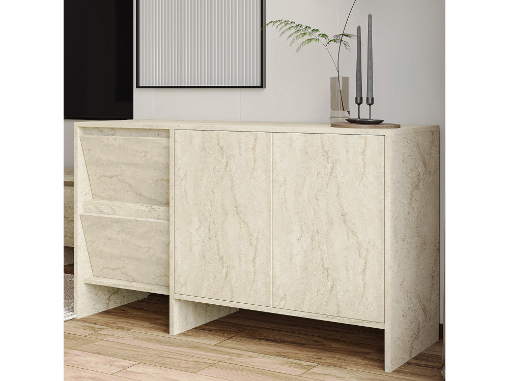 Buffet en bois "Laris 130" - 130 x 44 x 82 cm - Travertin