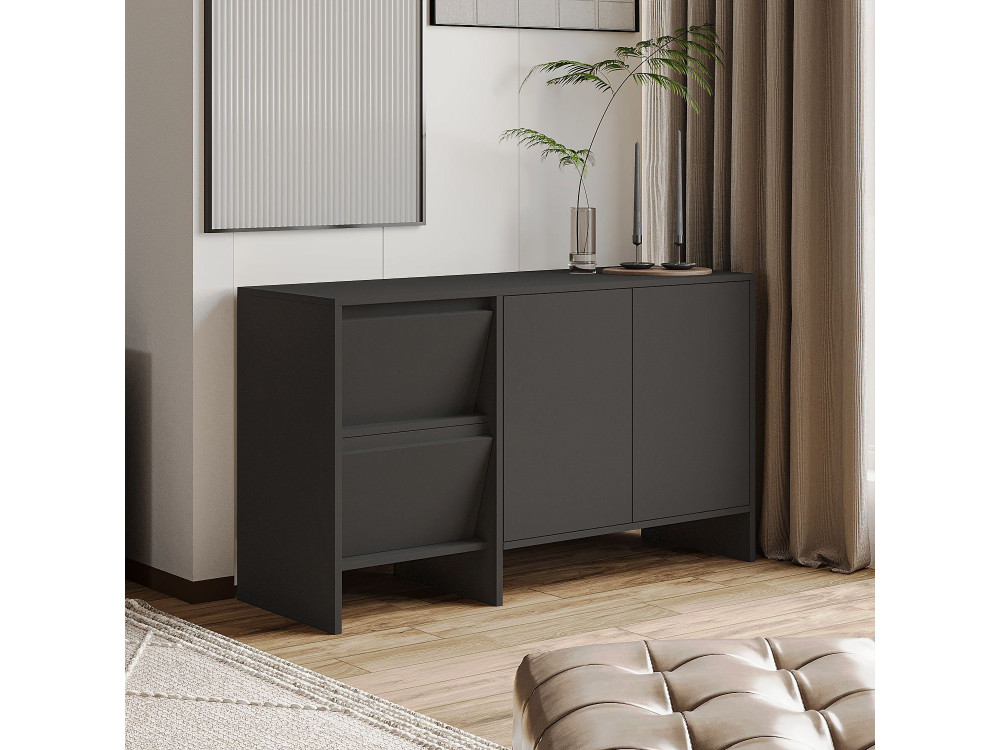 Buffet en bois "Laris 130" - 130 x 44 x 82 cm - Gris anthracite