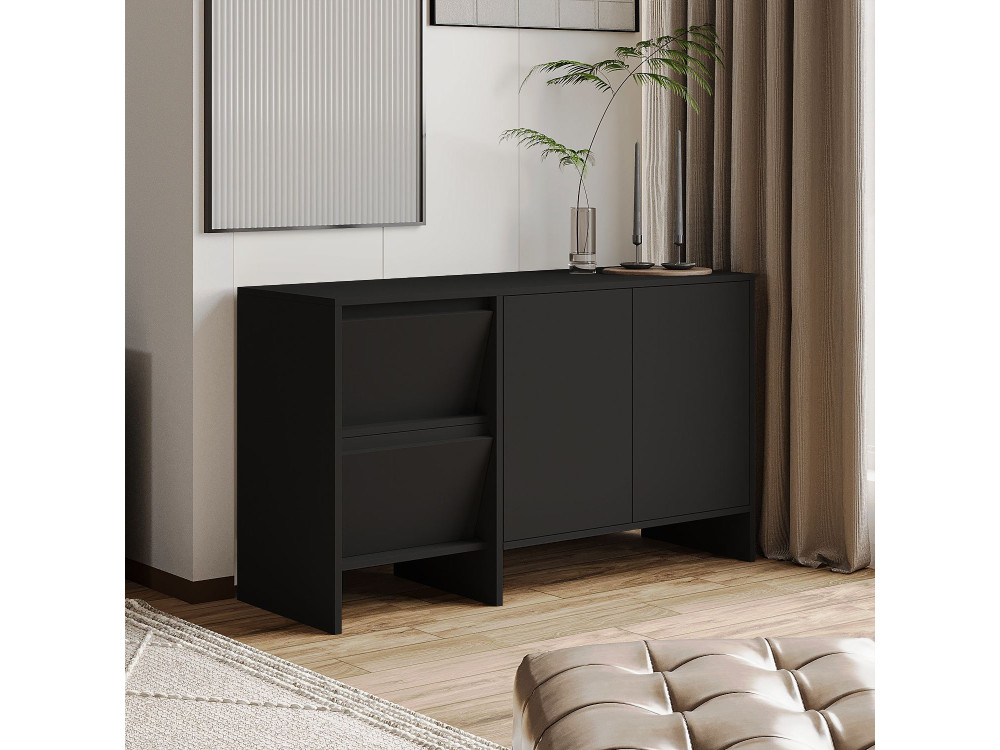 Buffet en bois "Laris 130" - 130 x 44 x 82 cm - Noir