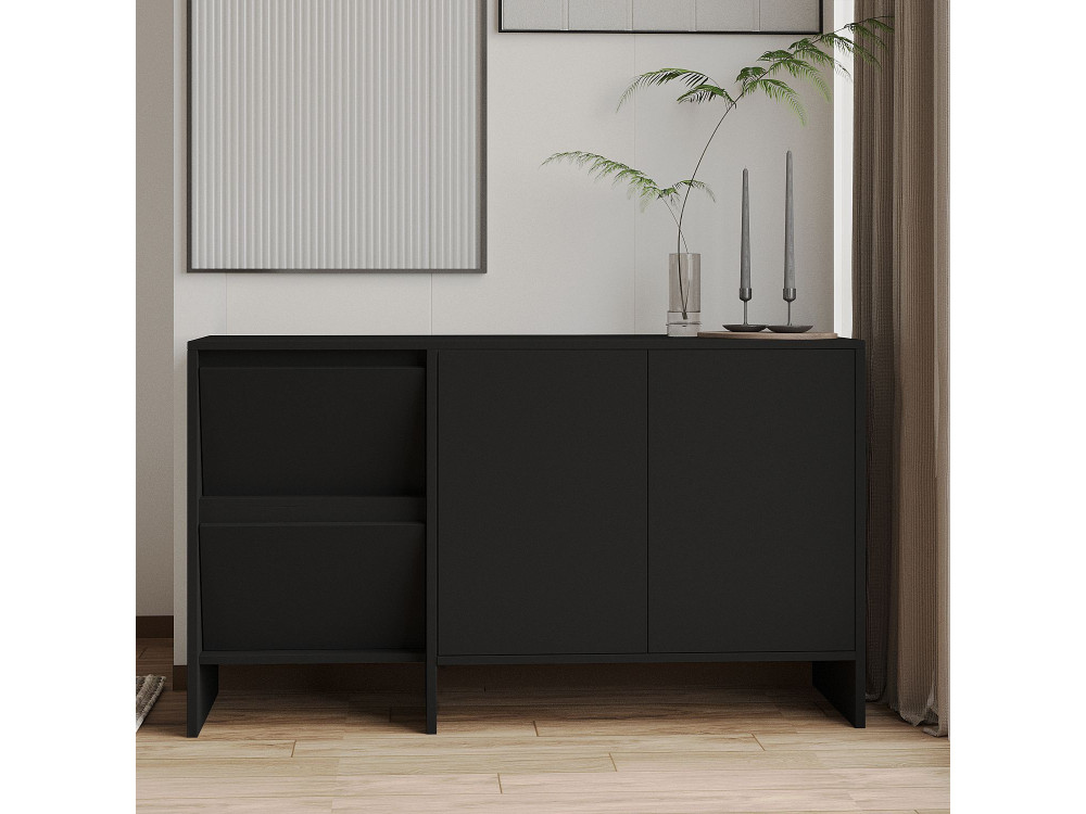 Buffet en bois "Laris 130" - 130 x 44 x 82 cm - Noir