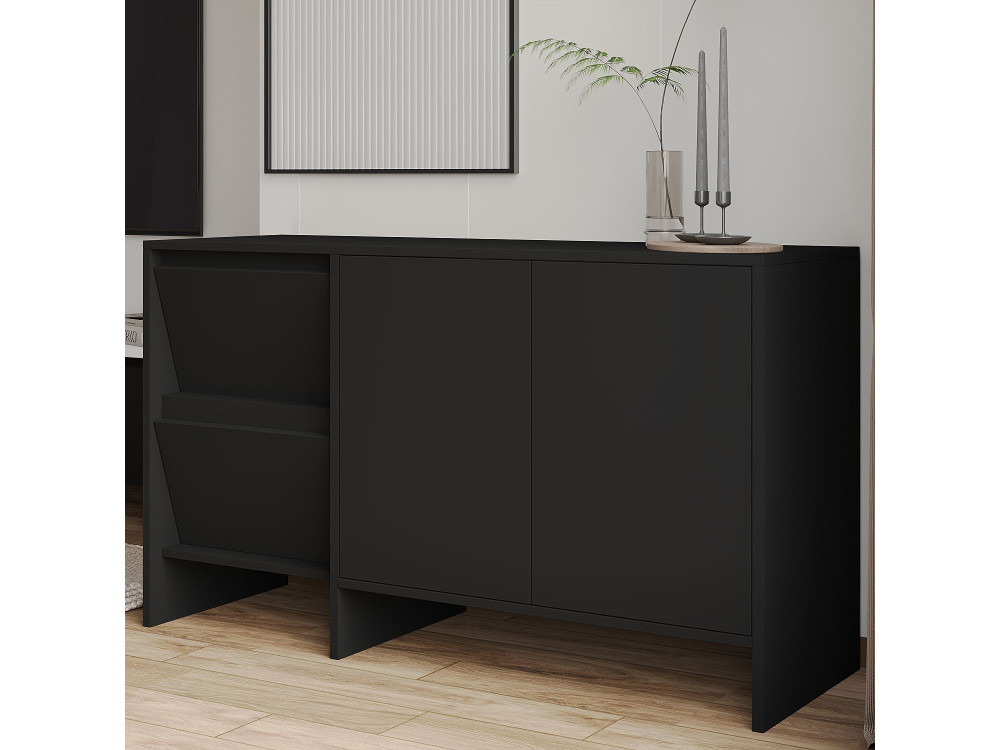 Buffet en bois "Laris 130" - 130 x 44 x 82 cm - Noir