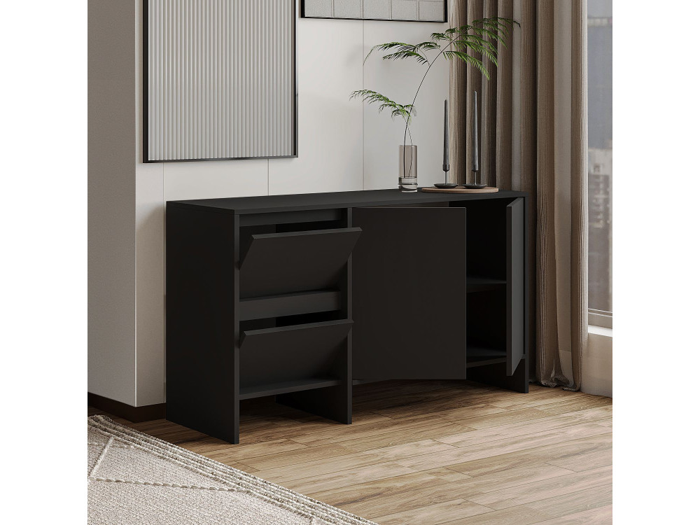 Buffet en bois "Laris 130" - 130 x 44 x 82 cm - Noir