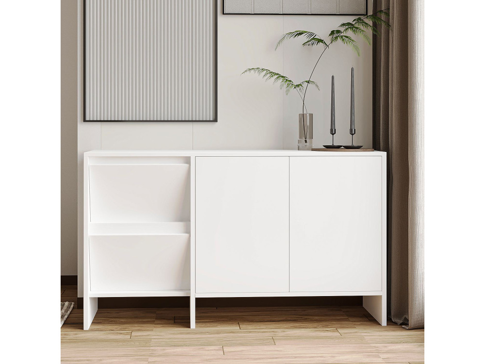 Buffet en bois "Laris 130" - 130 x 44 x 82 cm - Blanc