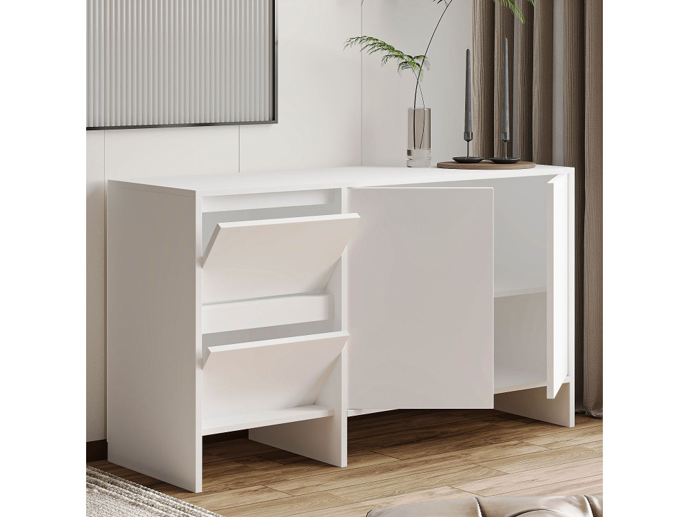 Buffet en bois "Laris 130" - 130 x 44 x 82 cm - Blanc