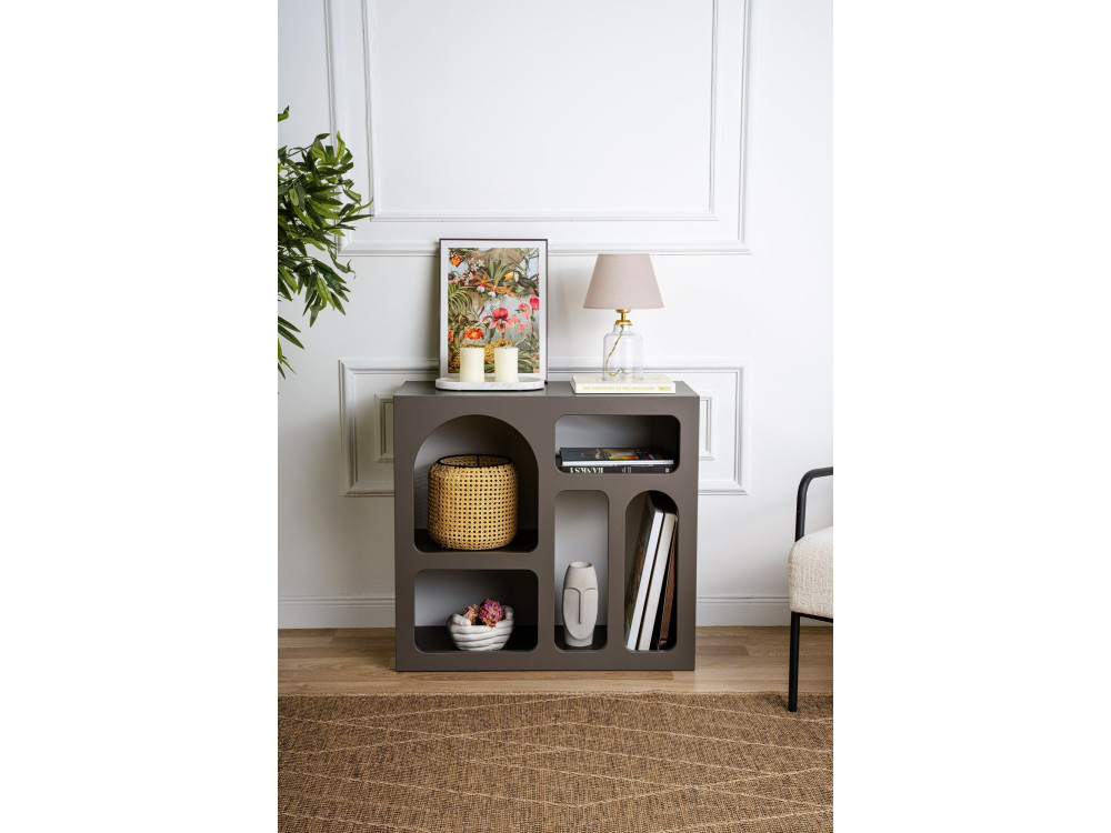 Buffet en bois "Lessa" - 80 x 37 x 74 cm - Gris anthracite
