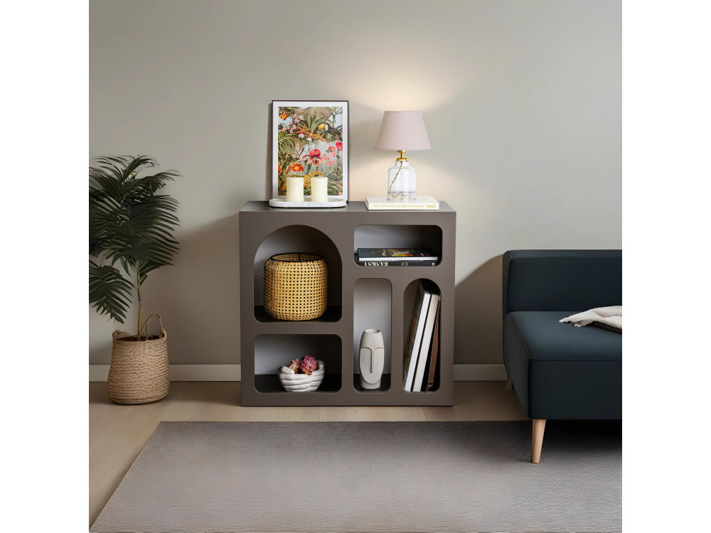 Buffet en bois "Lessa" - 80 x 37 x 74 cm - Gris anthracite