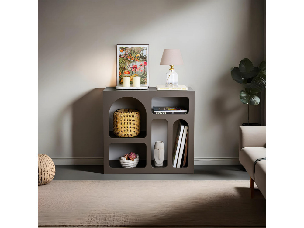 Buffet en bois "Lessa" - 80 x 37 x 74 cm - Gris anthracite