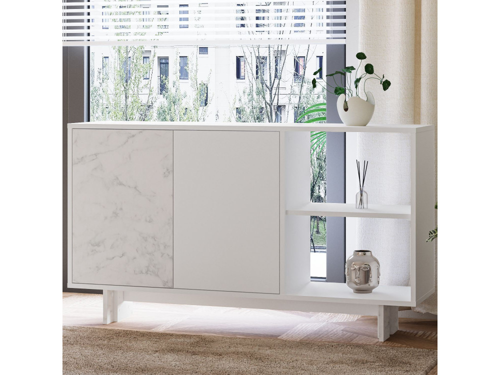 Buffet en bois "Ravello" - 140 x 35 x 80 cm - Blanc