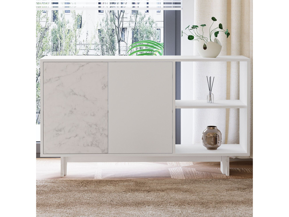 Buffet en bois "Ravello" - 140 x 35 x 80 cm - Blanc