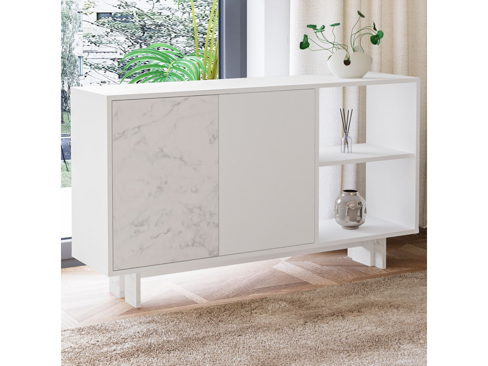 Buffet en bois "Ravello" - 140 x 35 x 80 cm - Blanc