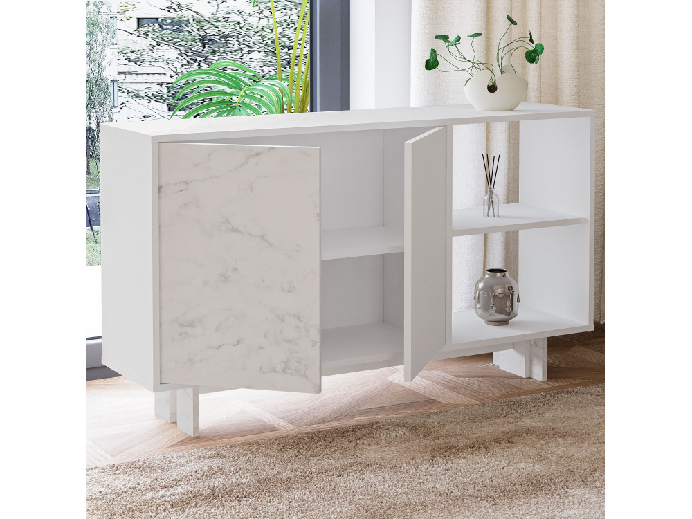 Buffet en bois "Ravello" - 140 x 35 x 80 cm - Blanc