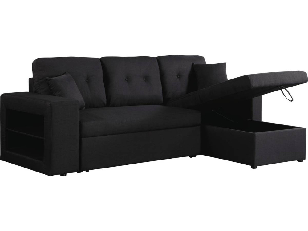 Canapé d'angle convertible/réversible "Axel" - 3 places - Noir