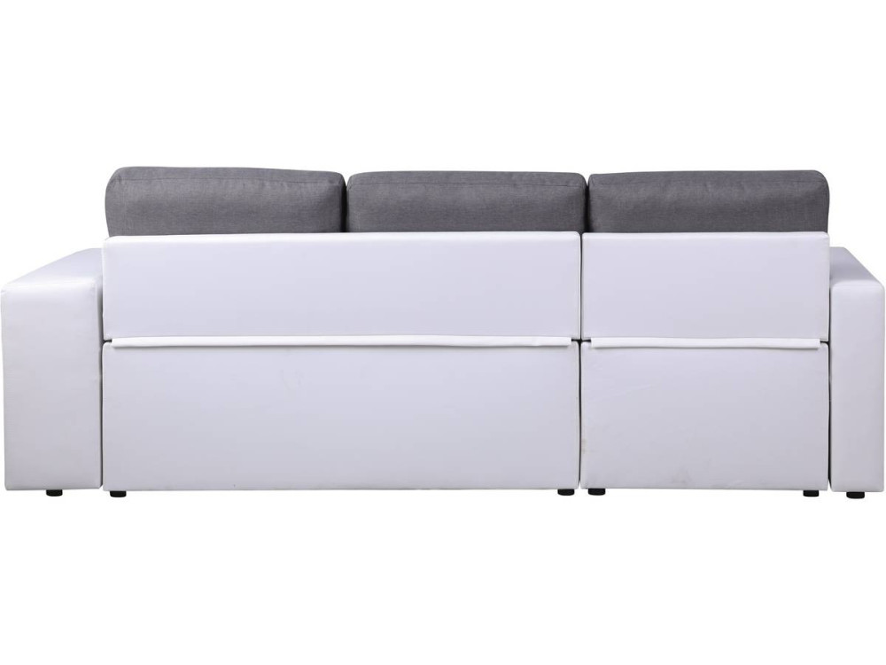 Canapé d'angle convertible/réversible "Axel" - 3 places - Blanc/Gris