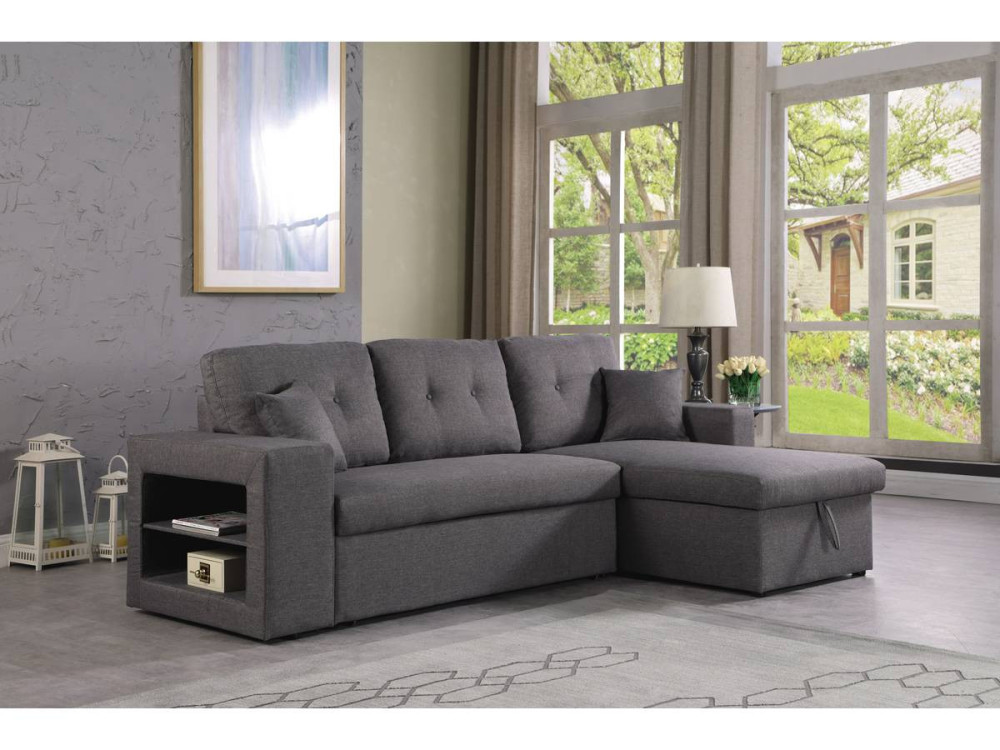 Canapé d'angle convertible/réversible "Axel" - 3 places - Gris
