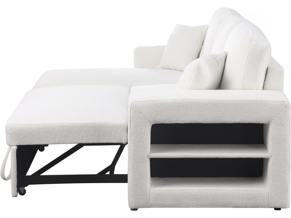 Canapé d'angle bouclettes convertible/reversible "Axel" - 3 Places - Blanc