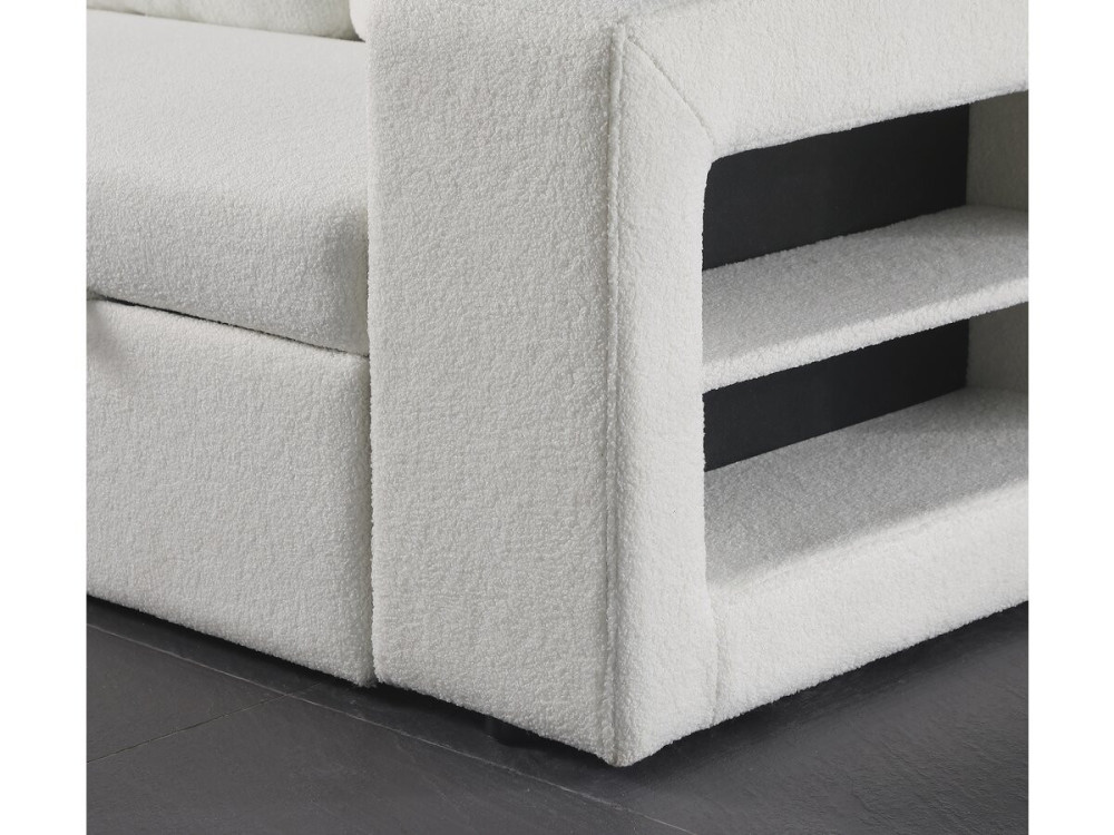 Canapé d'angle bouclettes convertible/reversible "Axel" - 3 Places - Blanc