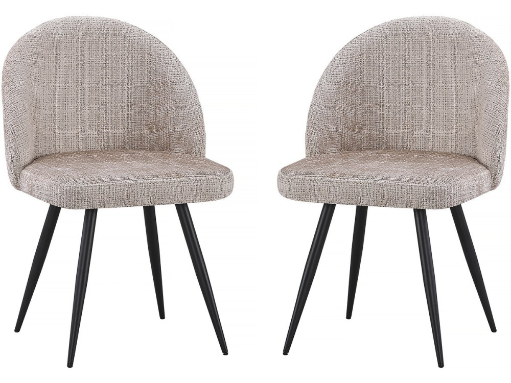 Lot de 2 chaises en tissu "Samuel" - 53 x 51 x 82 cm - Beige
