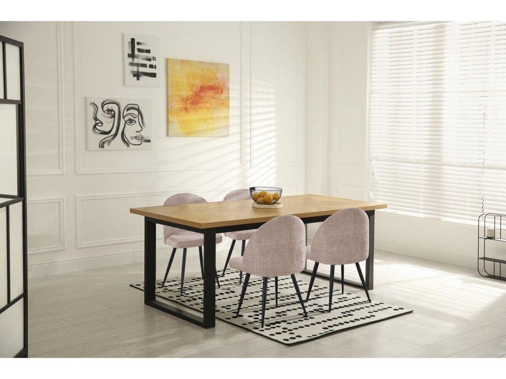 Lot de 2 chaises en tissu "Samuel" - 53 x 51 x 82 cm - Beige