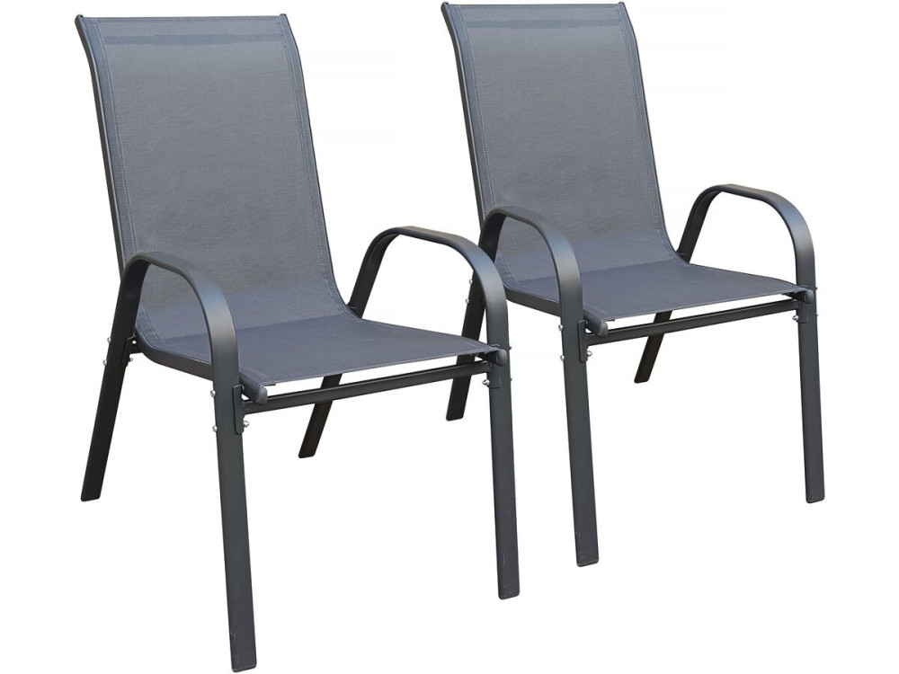 Fauteuil jardin textilène "Cordoba" - Phoenix - Lot de 2 - Anthracite